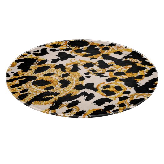 Planche À Découper Texture léopard : motif baroque or. (Coin)