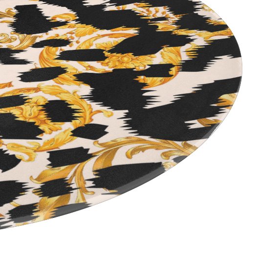 Planche À Découper Texture léopard : motif baroque or. (Coin)