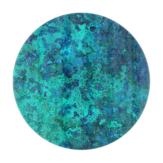 Planche À Découper Texture marbre pierre bleu et turquoise naturel (Devant)