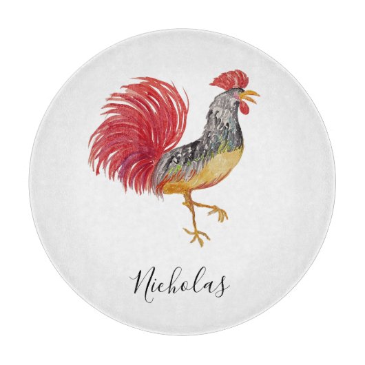 Planche À Découper Thanksgiving Watercolor Rooster Personnalisé (Devant)
