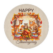 Planche À Découper Thanksgiving Woodland Animaux Feuilles d'automne (Devant)