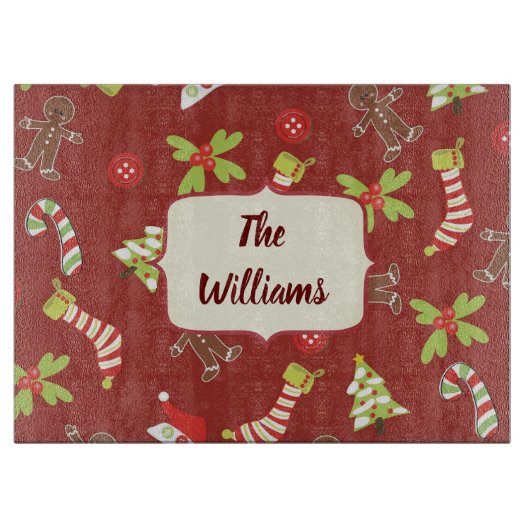 Planche À Découper Thème de Noël Rouge et Vert (Devant)