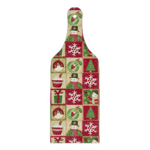 Planche À Découper Thème de Noël Snowman Snowflakes Red Green Gold