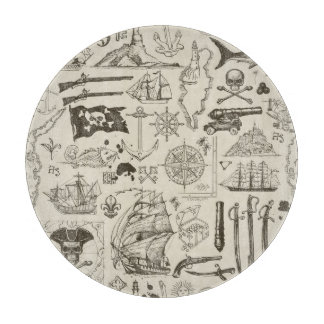 Planche À Découper Thème pirate : motif nautique vintage.