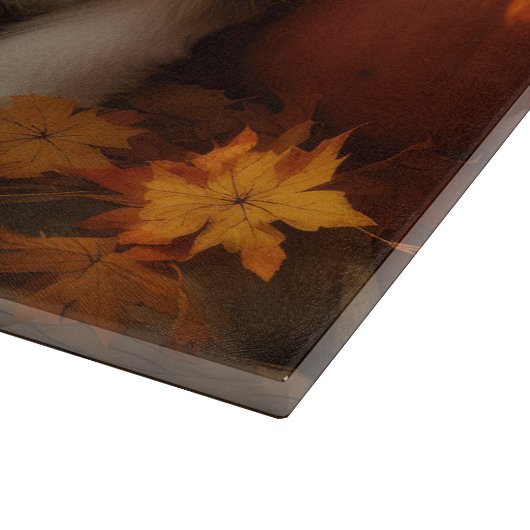 Planche À Découper Tibétain Terrier Chiot Automne Citrouille délice (Coin)