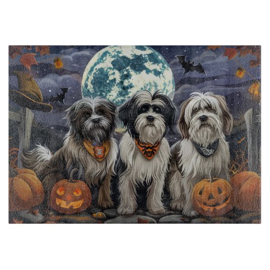 Planche À Découper Tibetan Terrier Halloween Effrayant (Devant)