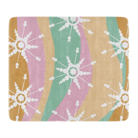 Planche À Découper Tie Dye Liquide Rétro Groovy Noël Beige Vert (Devant)