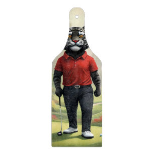 Planche À Découper Tiger Jouant Au Golf Dans Les Bois,