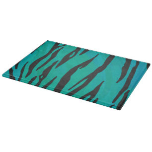 Planche À Découper Tiger noir et Turquoise