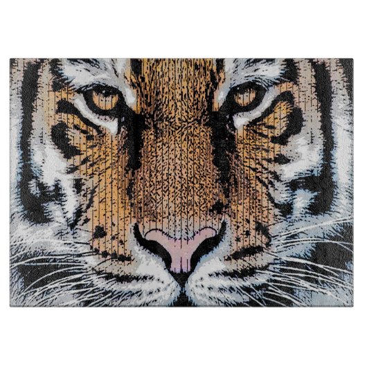 Planche À Découper Tiger rayures Portrait dans Graphic Press Style (Devant)
