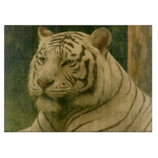 Planche À Découper Tigre blanc reposant dans l'ombre des bois (Devant)