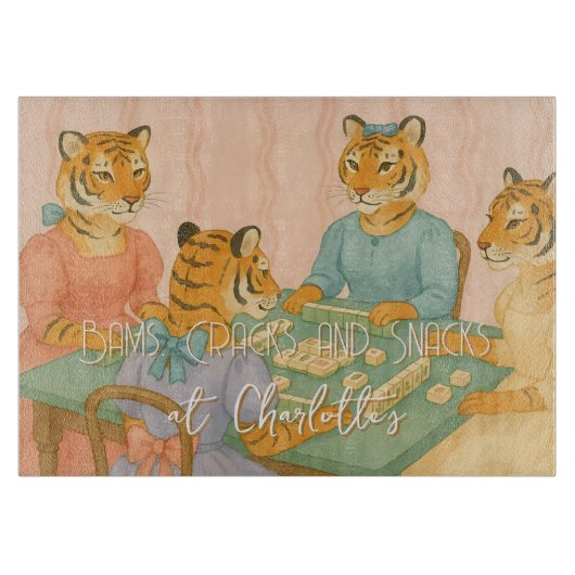 Planche À Découper Tigres jouant au Mahjong (Devant)