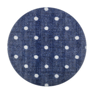Planche À Découper Timbre de pois : texture en tissu denim.