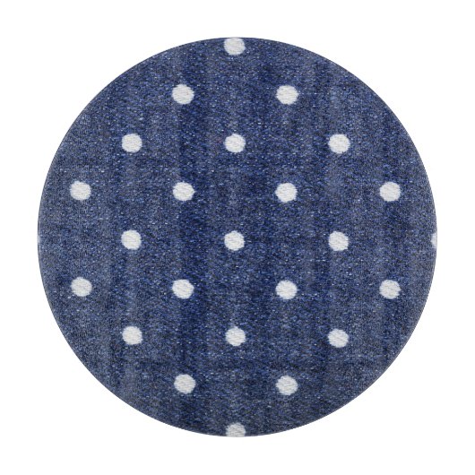 Planche À Découper Timbre de pois : texture en tissu denim. (Devant)