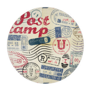 Planche À Découper Timbres de poste rétro, collection vintage.