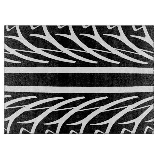 Planche À Découper Tire Texture Motif Abstrait en noir et blanc (Devant)