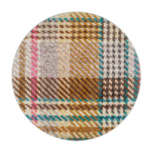 Planche À Découper Tissu à damiers Brown, laine écossaise.