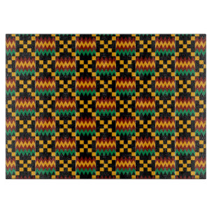 Planche À Découper Tissu jaune, vert, rouge, noir de Kente