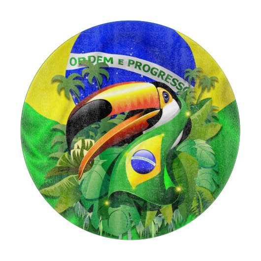 Planche À Découper Toco Toucan avec drapeau brésilien (Devant)