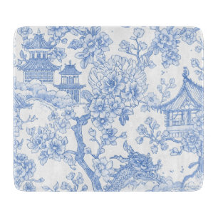 Planche À Découper Toile de chinoiserie bleue Dragon Fleur de cerisie