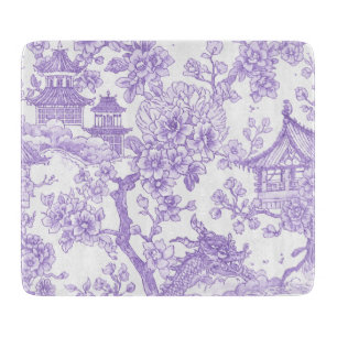 Planche À Découper Toile de chinoiserie violette dragon fleur de ceri