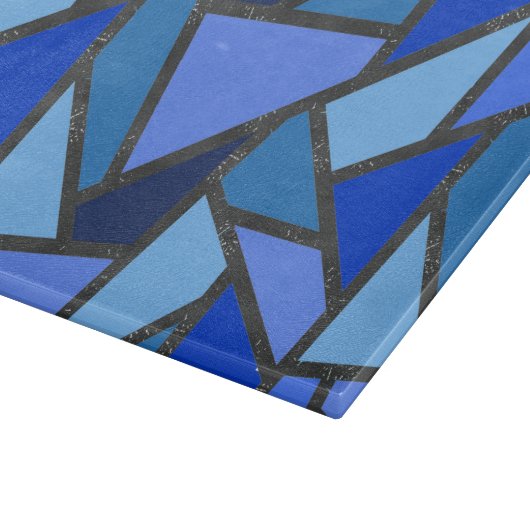 Planche À Découper Tons de motif en vitrail bleu (Coin)