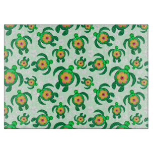 Planche À Découper Tortues de mer vertes Honu Hibiscus Fleurs