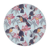 Planche À Découper Toucans avec les fleurs exotiques (Devant)