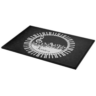 Planche À Découper Touches de piano circulaires et notes musicales mé