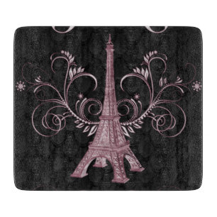 Planche À Découper Tour Eiffel Flore Rose