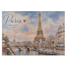 Tour Eiffel Noël Hiver Rivière seine dans la neige