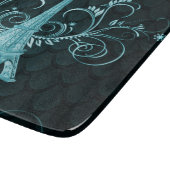 Planche À Découper Tour Eiffel Turquoise Floral (Coin)