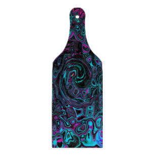 Planche À Découper Tourbillon Abstrait Aqua Magenta et Noir