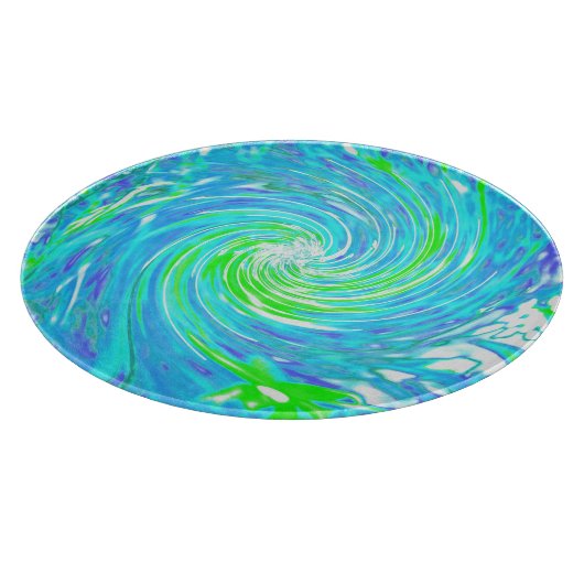 Planche À Découper Tourbillon abstrait rétro aqua et vert citron (Coin)