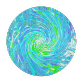 Planche À Découper Tourbillon abstrait rétro aqua et vert citron (Devant)