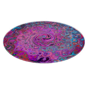 Planche À Découper Tourbillon Rétro Abstrait Violet, Bleu et Rouge