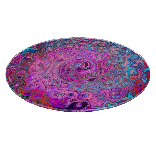 Planche À Découper Tourbillon Rétro Abstrait Violet, Bleu et Rouge (Coin)