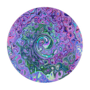 Planche À Découper Tourbillon Vert et Violet Abstrait Rétro Groovy