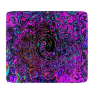 Planche À Découper Tourbillonnement Liquide Rétro Noir et Magenta