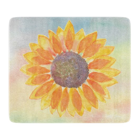 Planche À Découper Tournesol aquarelle (Devant)