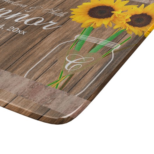Planche À Découper Tournesol Mariage Grange bois Mason Jar (Coin)