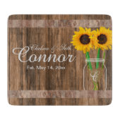 Planche À Découper Tournesol Mariage Grange bois Mason Jar (Devant)