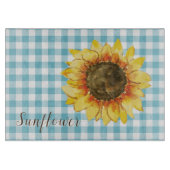 Planche À Découper Tournesol sur Gingham Bleu (Devant)