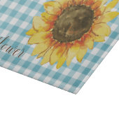 Planche À Découper Tournesol sur Gingham Bleu (Coin)