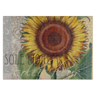 Planche À Découper Tournesol Vintage Damas Fleur Art