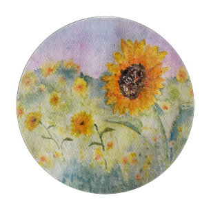 Planche À Découper Tournesols Aquarelle