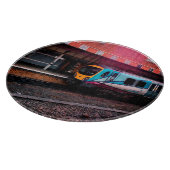Planche À Découper Train turquoise et jaune (Coin)
