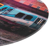 Planche À Découper Train turquoise et jaune (Coin)