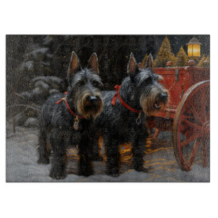 Planche À Découper Traîneau enneigé de Terrier Écossais Décor de Noël