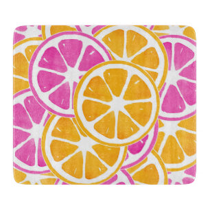 Planche À Découper Tranches d'agrumes rose orange